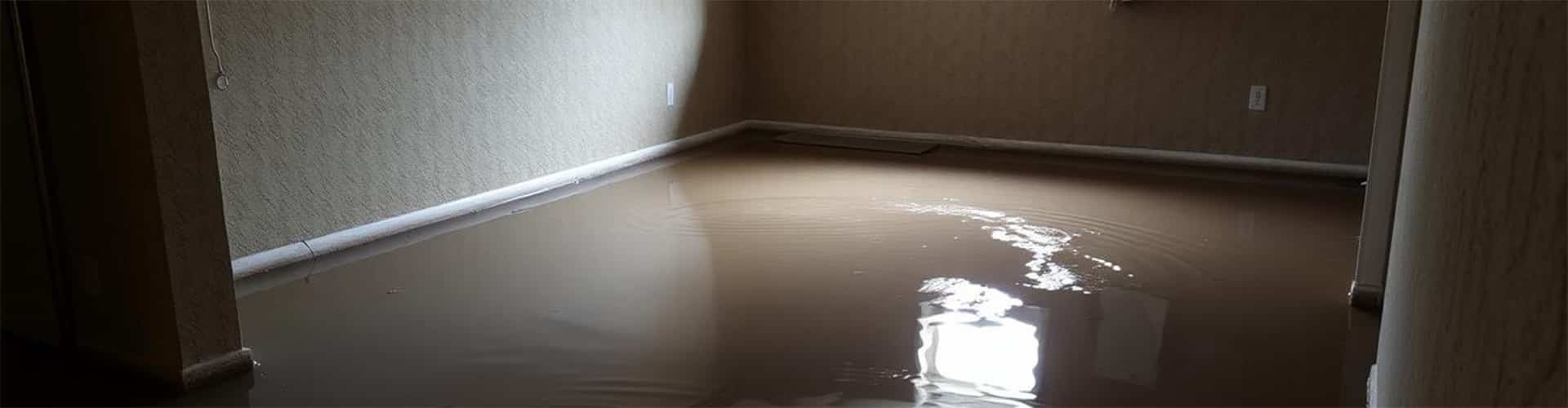 A room in a residential home flooded with water